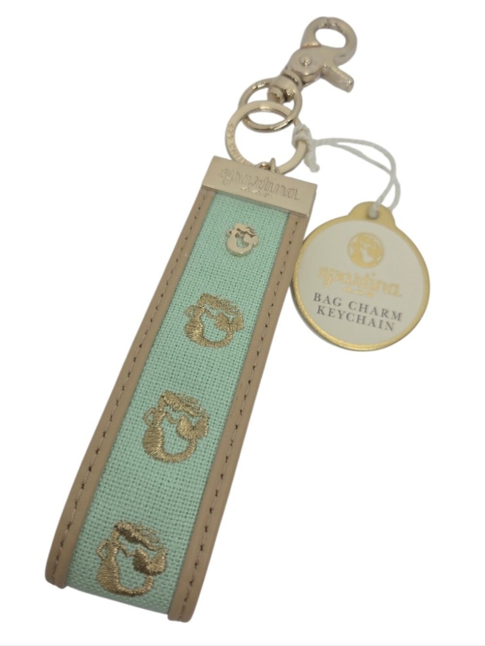 Spartina 449 Grab N Go Mermaid Key Chain Bag Charm Sea Foam NWT